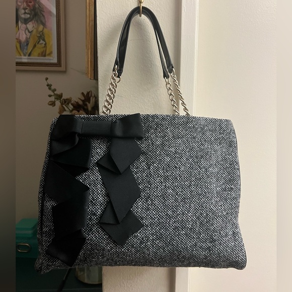 Kate Spade Black and Gray Tweed Shoulder Bag EUC - Picture 6 of 16